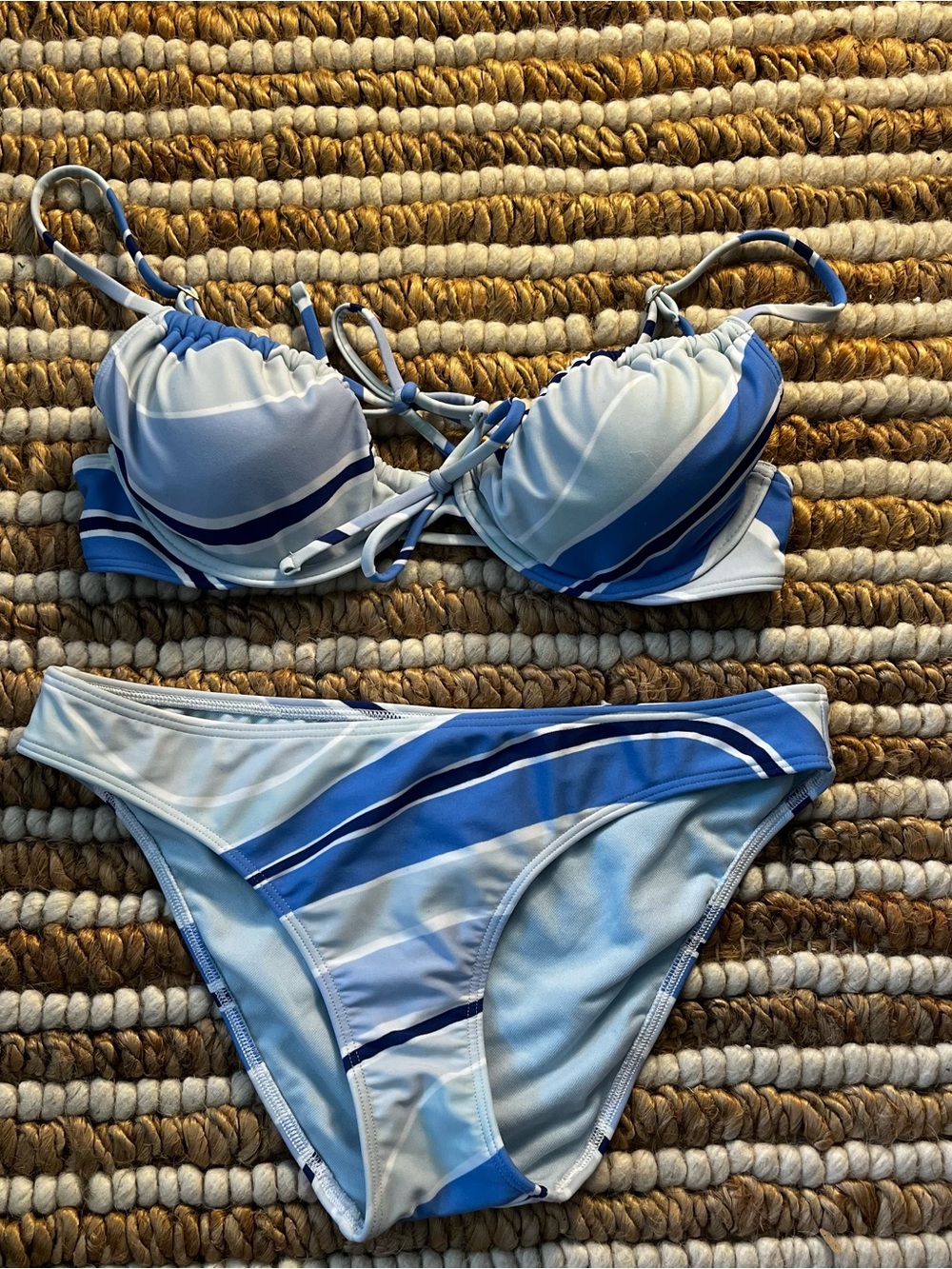 Hollister Blue & White Striped Underwire Bikini Set